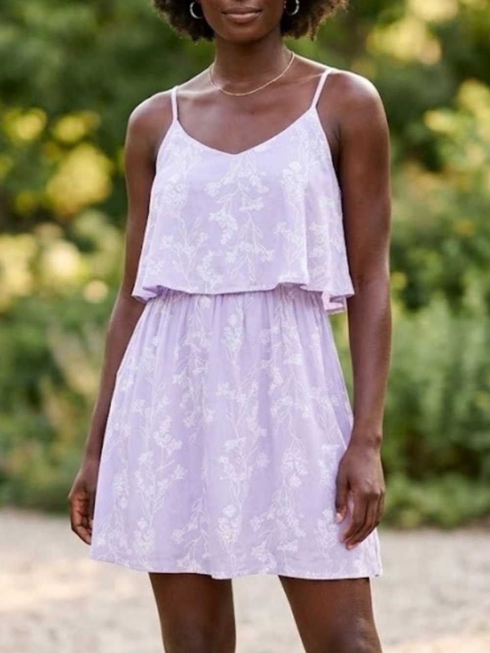 Old Navy Lavender Spaghetti Strap Floral Ruffle Dress